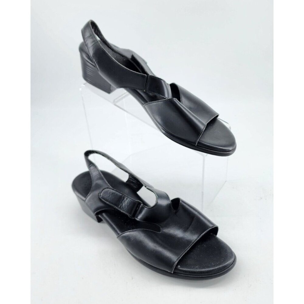 SAS Women's Suntimer Slingback Sandals Comfort Heels Black Leather Size‎ 10 W